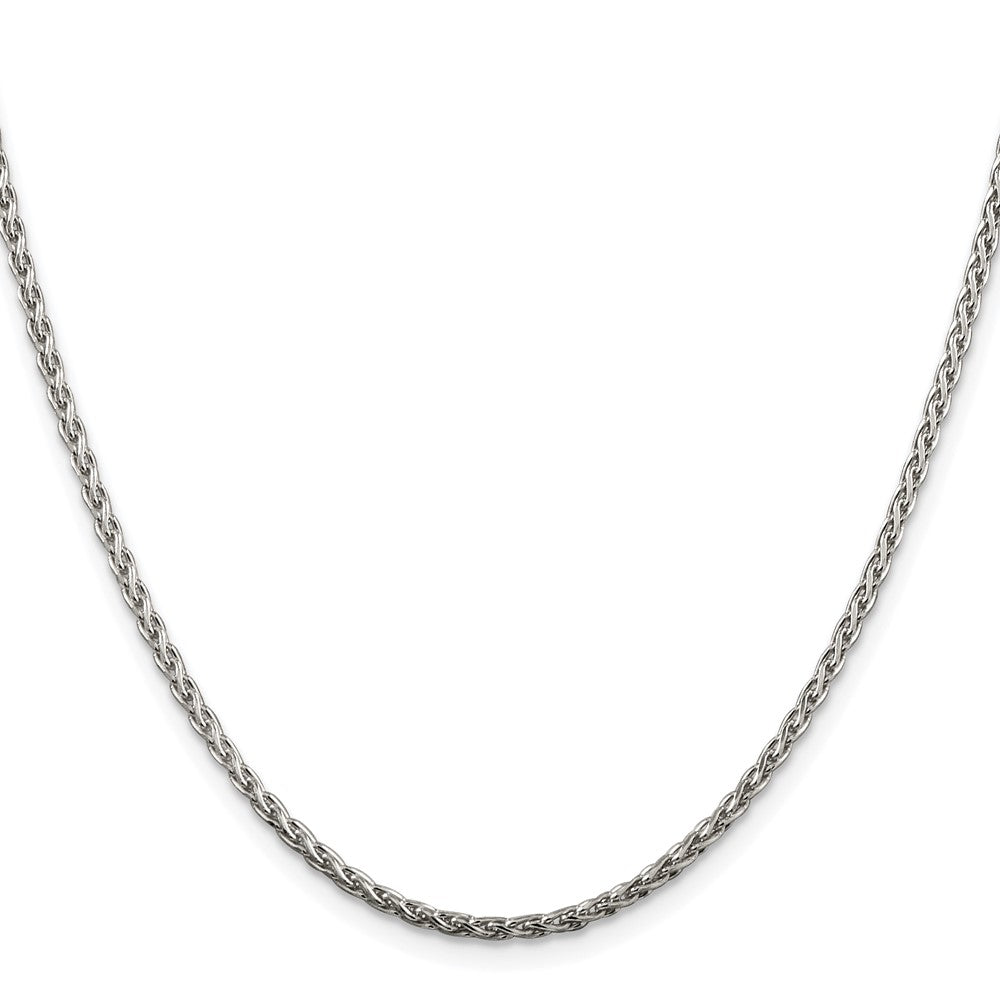 Sterling Silver Rhodium-plated 2mm Diamond-cut Spiga Chain w/2in ext.