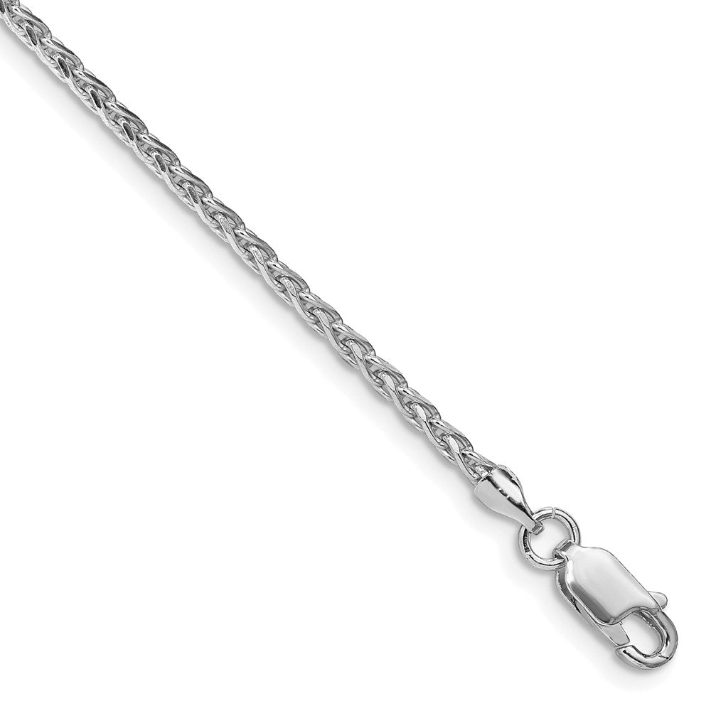 Sterling Silver Rhodium-plated 2mm Diamond-cut Spiga Chain w/2in ext.