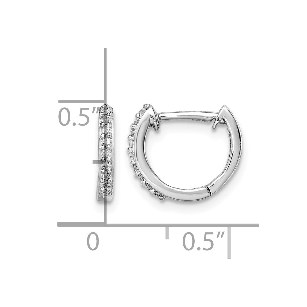 Sterling Silver Rhodium Diam. Huggie Earrings