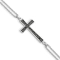 Sterling Silver Rhod 0.1ct. Blk & Wht Dia. Rvsble Cross 2 Strand Bracelet