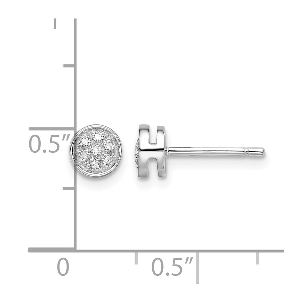 White Night Sterling Silver Rhodium-plated Diamond Circle Post Earrings