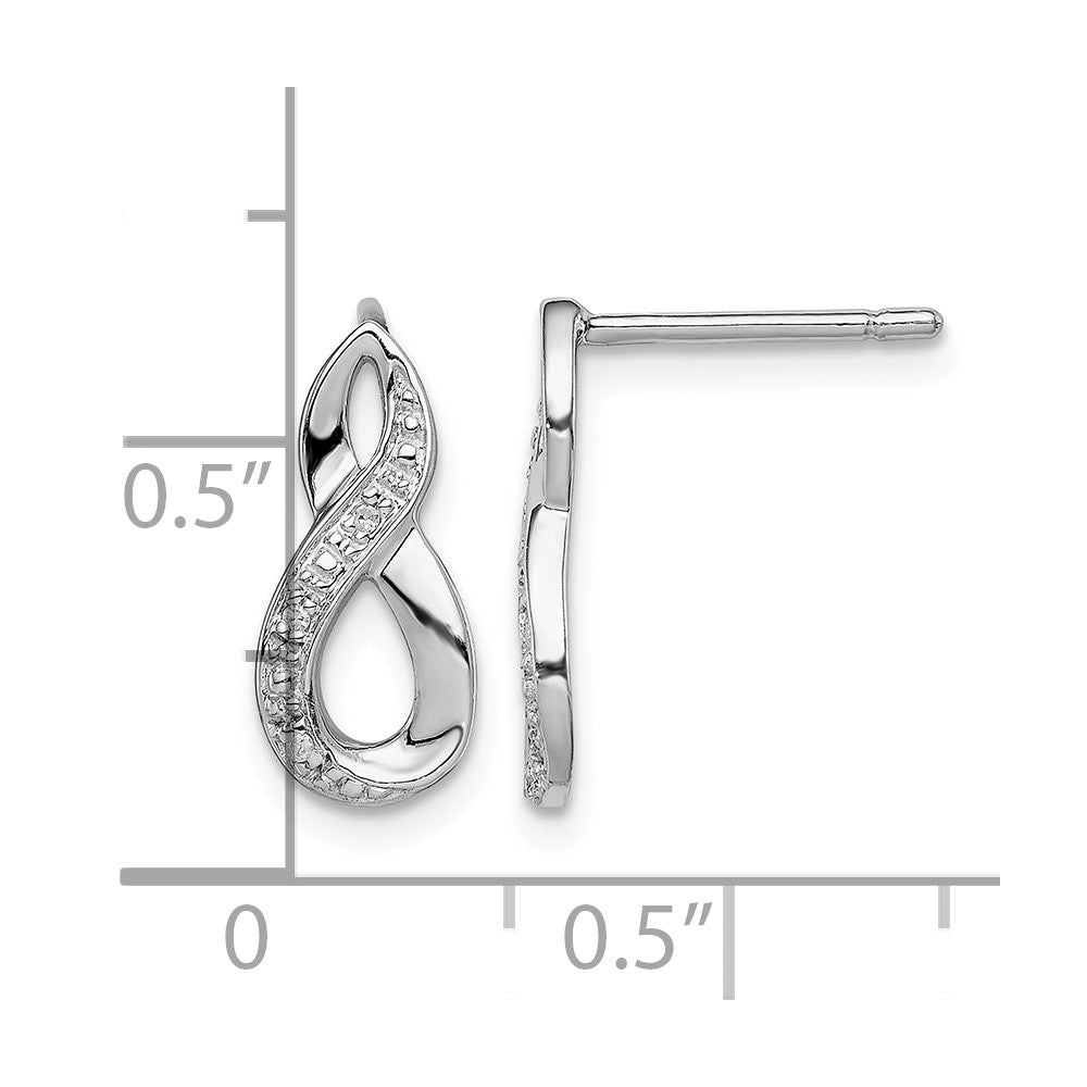 Sterling Silver Rhodium Diamond Post Earrings