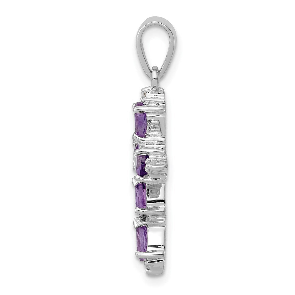 Sterling Silver Rhodium-plated Amethyst Cross Pendant
