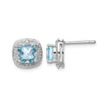 Sterling Silver Rhodium-plated Blue Topaz and Diamond Post Earrings