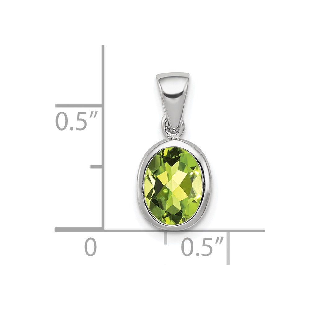 Sterling Silver Rhodium-plated Peridot Pendant