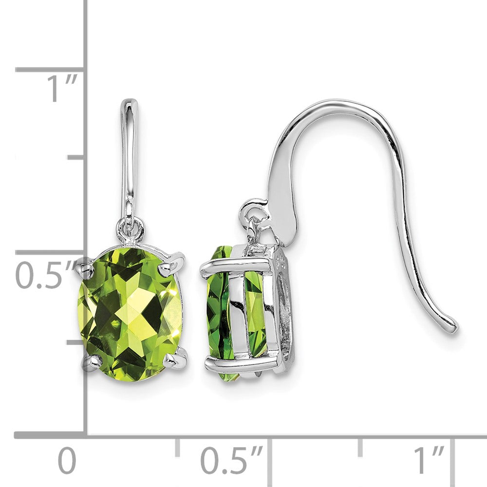 Sterling Silver Rhodium Plated Peridot Wire Earrings