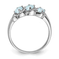 Sterling Silver Rhodium Aqua & Diamond Ring