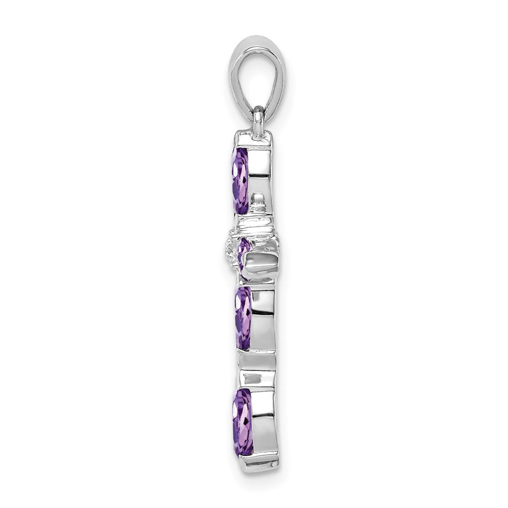 Sterling Silver Rhodium-plated Amethyst & Diamond Pendant