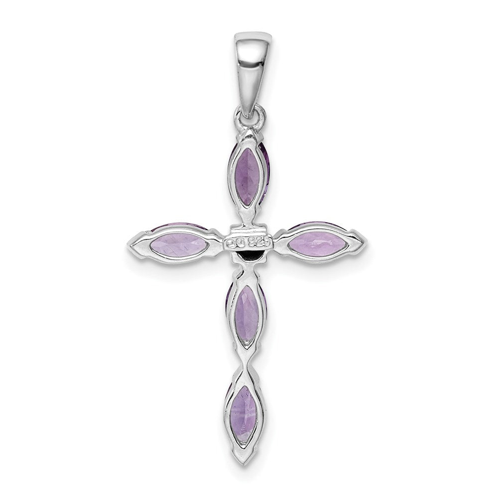 Sterling Silver Rhodium-plated Amethyst & Diamond Pendant