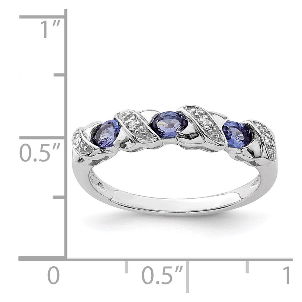 Sterling Silver Rhodium Tanzanite & Diam. Ring