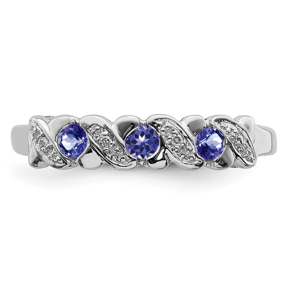 Sterling Silver Rhodium Tanzanite & Diam. Ring