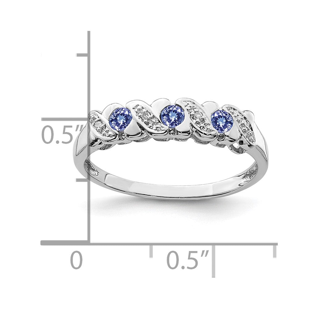 Sterling Silver Rhodium Tanzanite & Diam. Ring