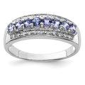Sterling Silver Rhodium Tanzanite & Diam. Ring