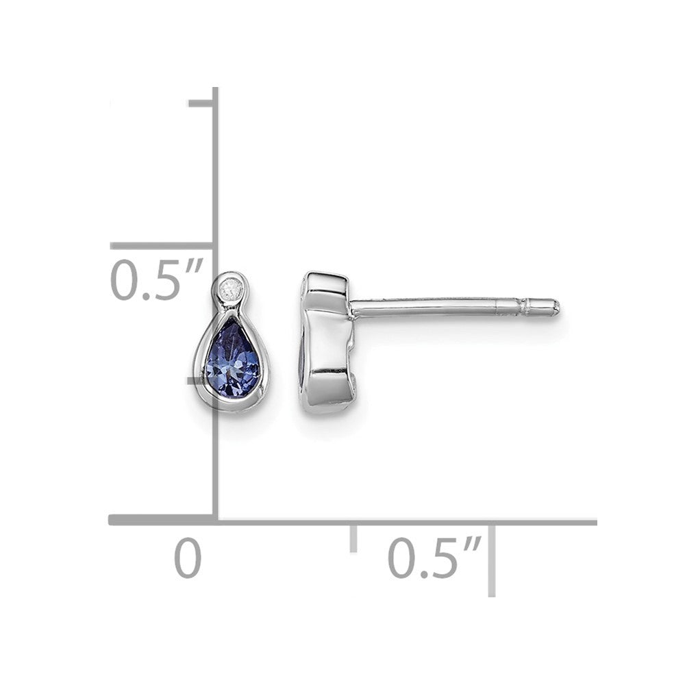 Sterling Silver Rhodium-plated Tanzanite & Diamond Earrings
