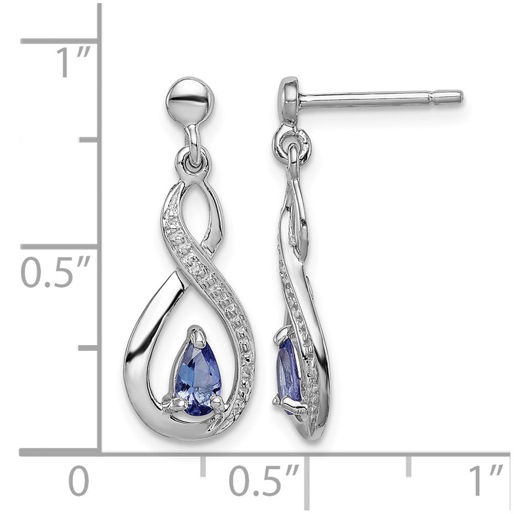 Sterling Silver Rhodium-plated Tanzanite & Diamond Earrings