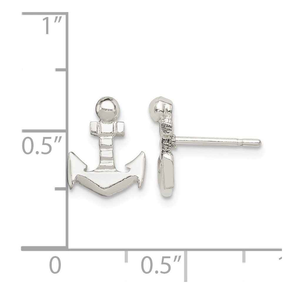Sterling Silver Anchor Mini Post Earrings