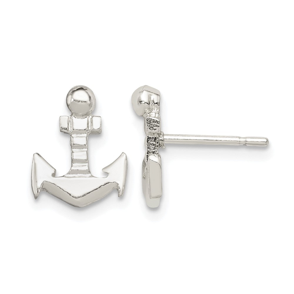 Sterling Silver Anchor Mini Post Earrings