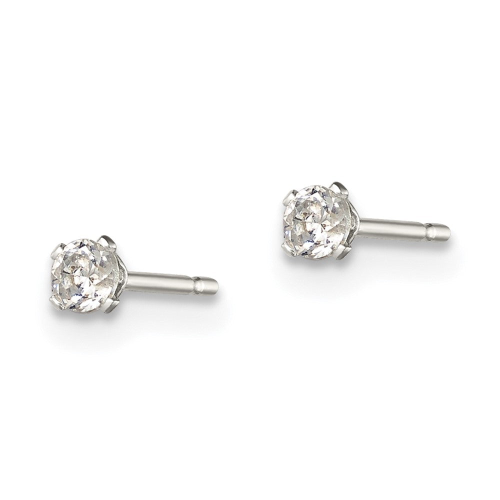 Sterling Silver Polished 2.5mm Round Snap Set CZ Stud Earrings