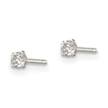 Sterling Silver Polished 2.5mm Round Snap Set CZ Stud Earrings