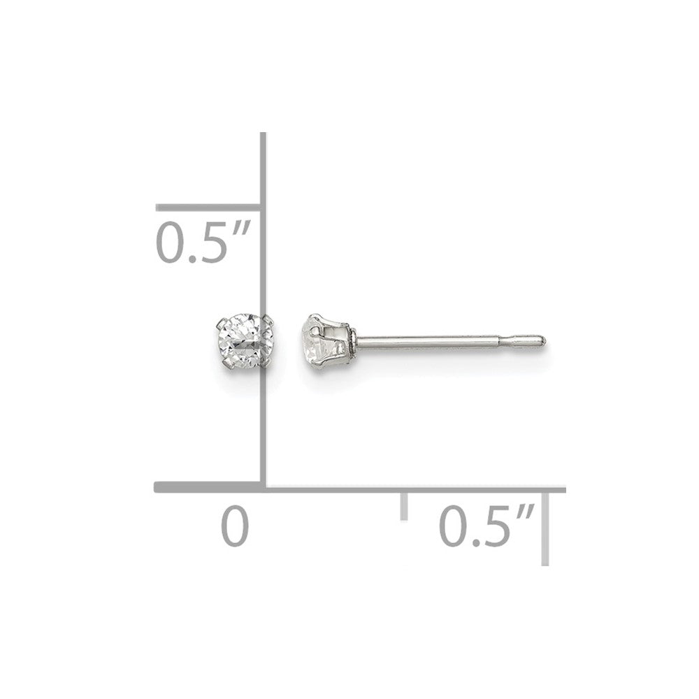 Sterling Silver Polished 2.5mm Round Snap Set CZ Stud Earrings