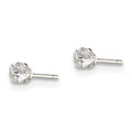 Sterling Silver Polished 3mm Round Snap Set CZ Stud Earrings