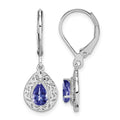 Sterling Silver Rhodium-plated Tanzanite Lever Back Earrings