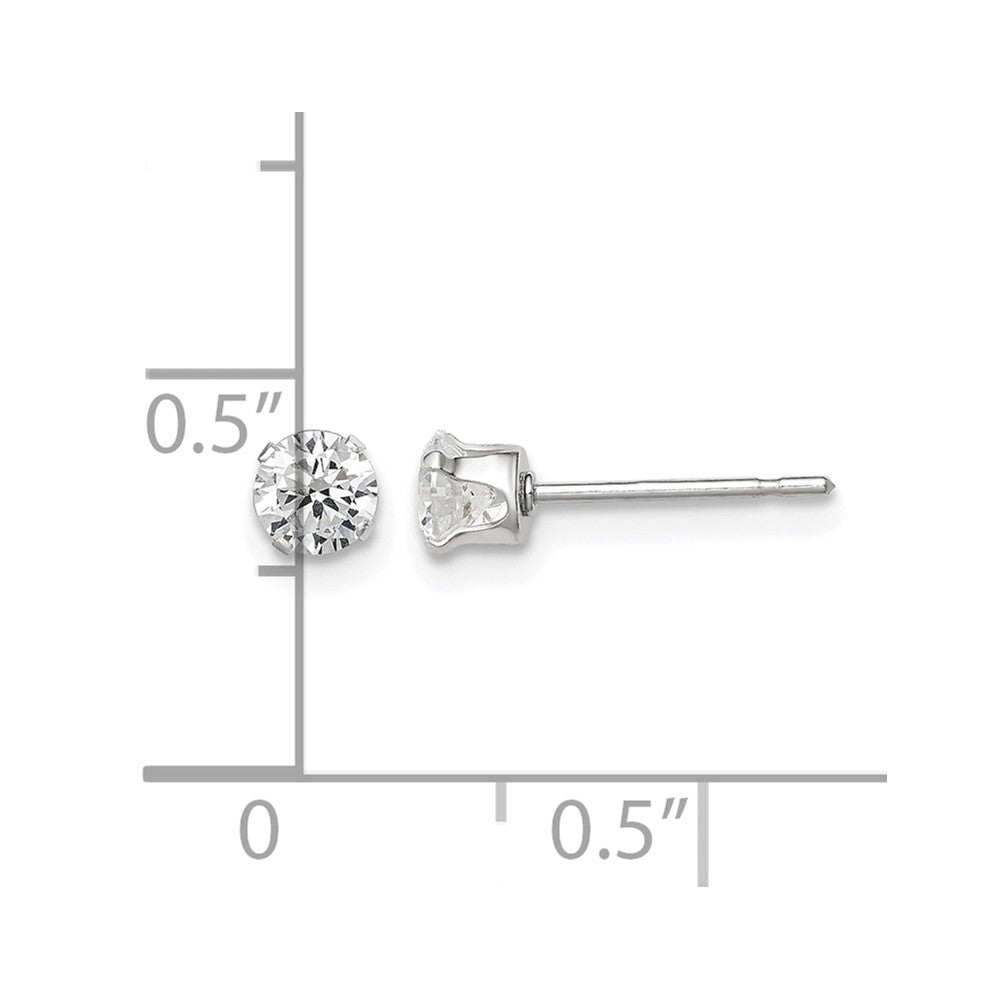 Sterling Silver 4mm Round Snap Set CZ Stud Earrings