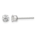 Sterling Silver 4mm Round Snap Set CZ Stud Earrings