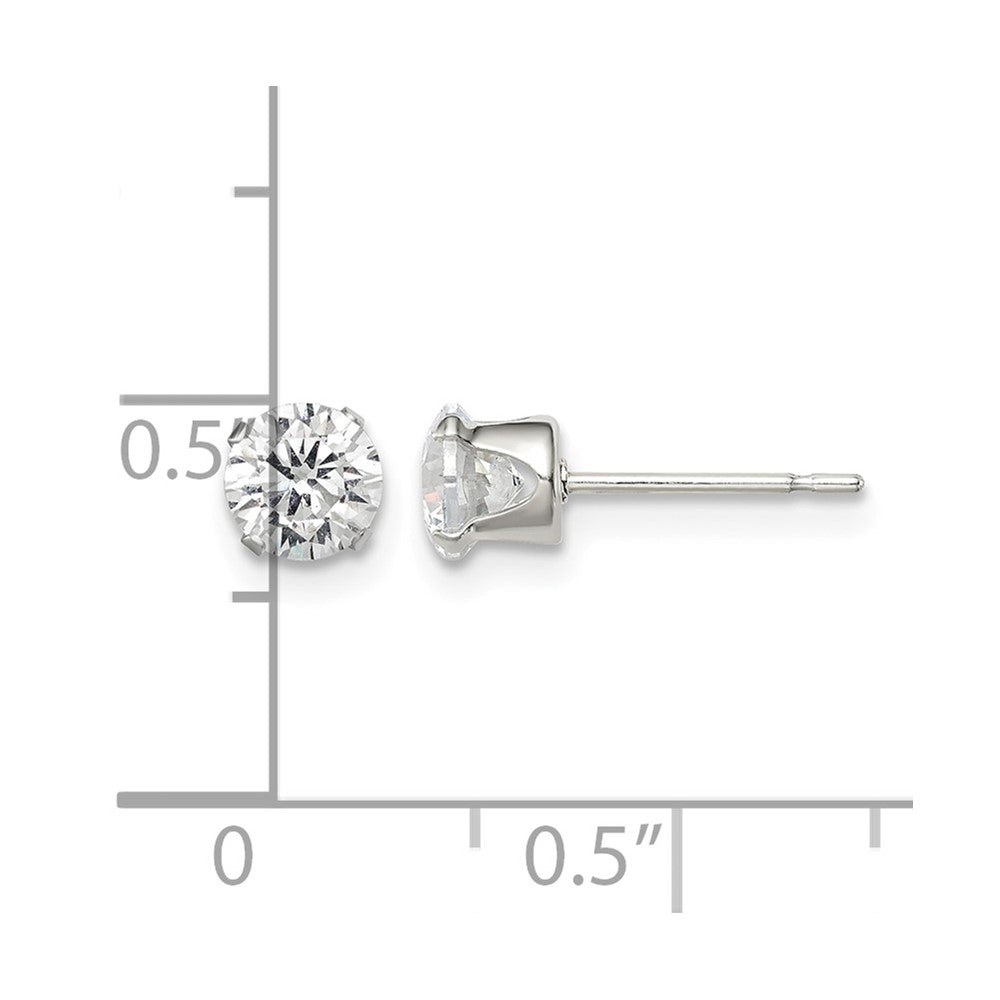 Sterling Silver 5mm Round Snap Set CZ Stud Earrings