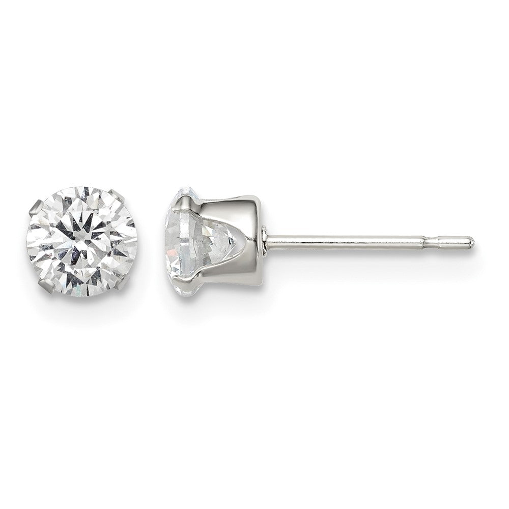 Sterling Silver 5mm Round Snap Set CZ Stud Earrings