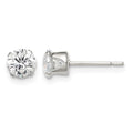 Sterling Silver 5mm Round Snap Set CZ Stud Earrings