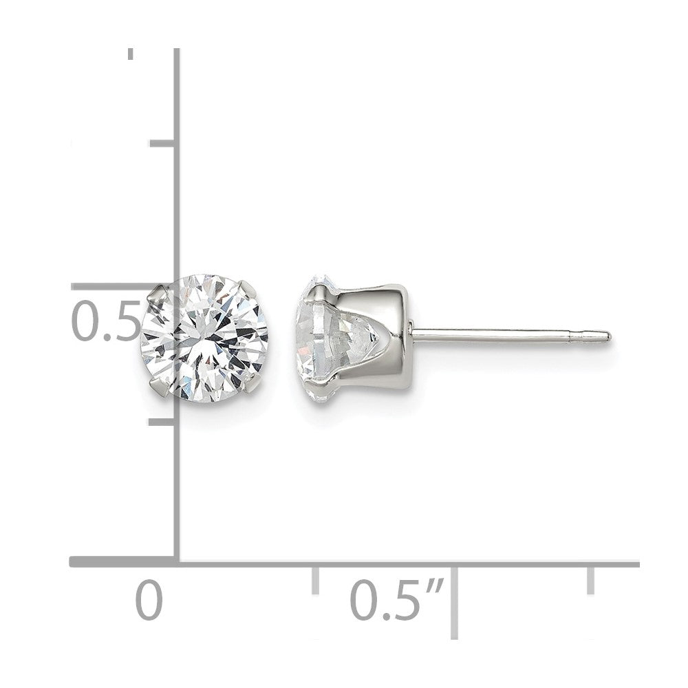 Sterling Silver 6mm Round Snap Set CZ Stud Earrings