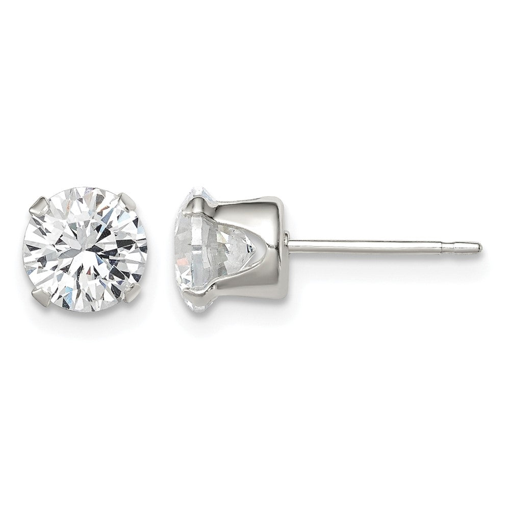 Sterling Silver 6mm Round Snap Set CZ Stud Earrings