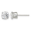 Sterling Silver 6mm Round Snap Set CZ Stud Earrings