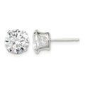 Sterling Silver 8mm Round Snap Set CZ Stud Earrings