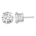 Sterling Silver 10mm Round Snap Set CZ Stud Earrings