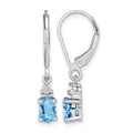Sterling Silver Rhodium-plated Diamond and Blue Topaz Earrings