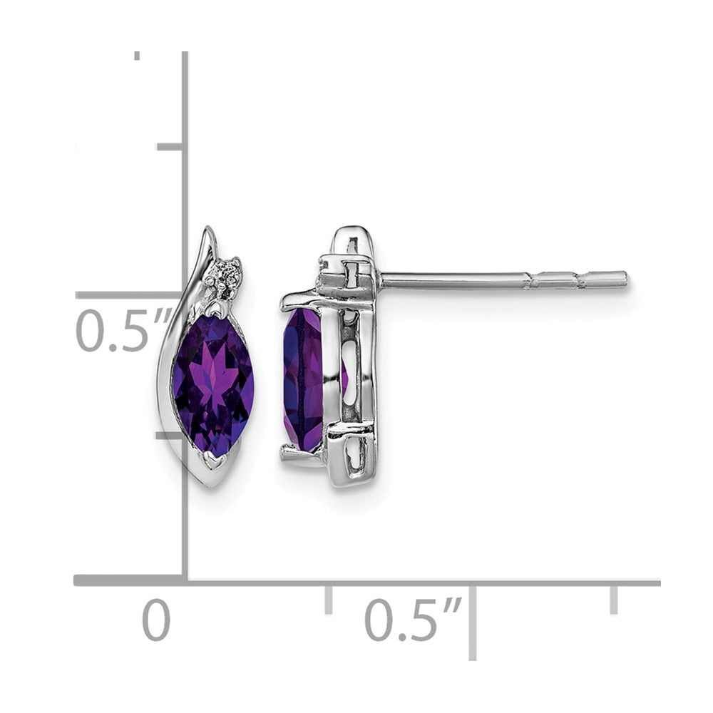 Sterling Silver Rhodium-plated Diamond and Amethyst Earrings