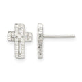 Sterling Silver Polished & Textured Latin Cross Post Earrings