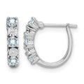 Sterling Silver Rhodium-plated Aquamarine & Diamond Earrings