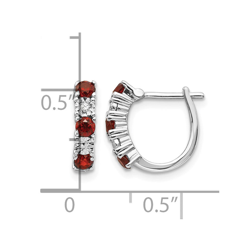Sterling Silver Rhodium-plated Garnet & Diamond Earrings