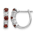 Sterling Silver Rhodium-plated Garnet & Diamond Earrings