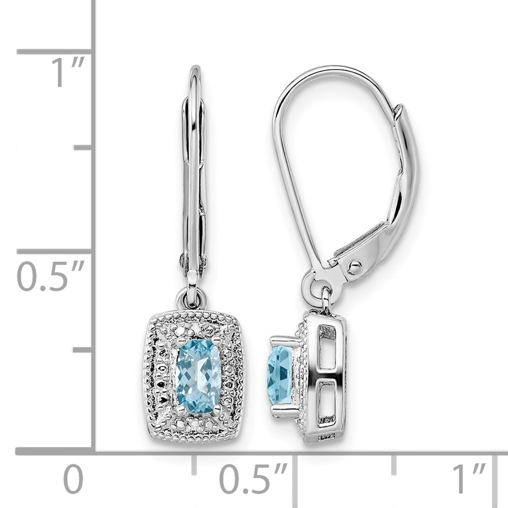 Sterling Silver Rhodium-plated Blue Topaz Diamond Earrings