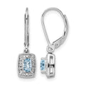 Sterling Silver Rhodium-plated Blue Topaz Diamond Earrings