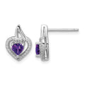Sterling Silver Rhodium-plated Amethyst and Diamond Earrings