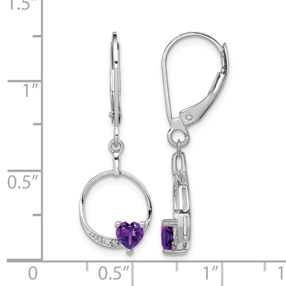 Sterling Silver Rhodium-plated Amethyst and Diamond Earrings