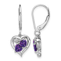 Sterling Silver Rhodium-plated Amethyst and Diamond Earrings