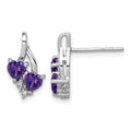 Sterling Silver Rhodium-plated Amethyst and Diamond Earrings