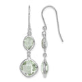 Sterling Silver Rhodium Plated Diamond and Green Quartz Earrings