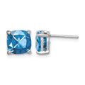 Sterling Silver Rhodium Plated London Blue Topaz Post Earrings